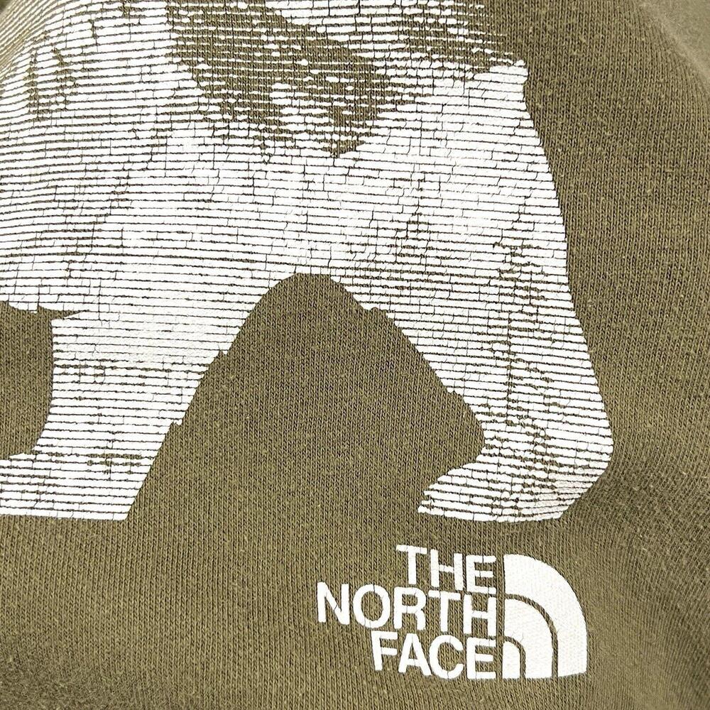 The North Face Pull Over Hoodie Bear Logo Spell Out Sz Medium M Green - Picture 3 of 9